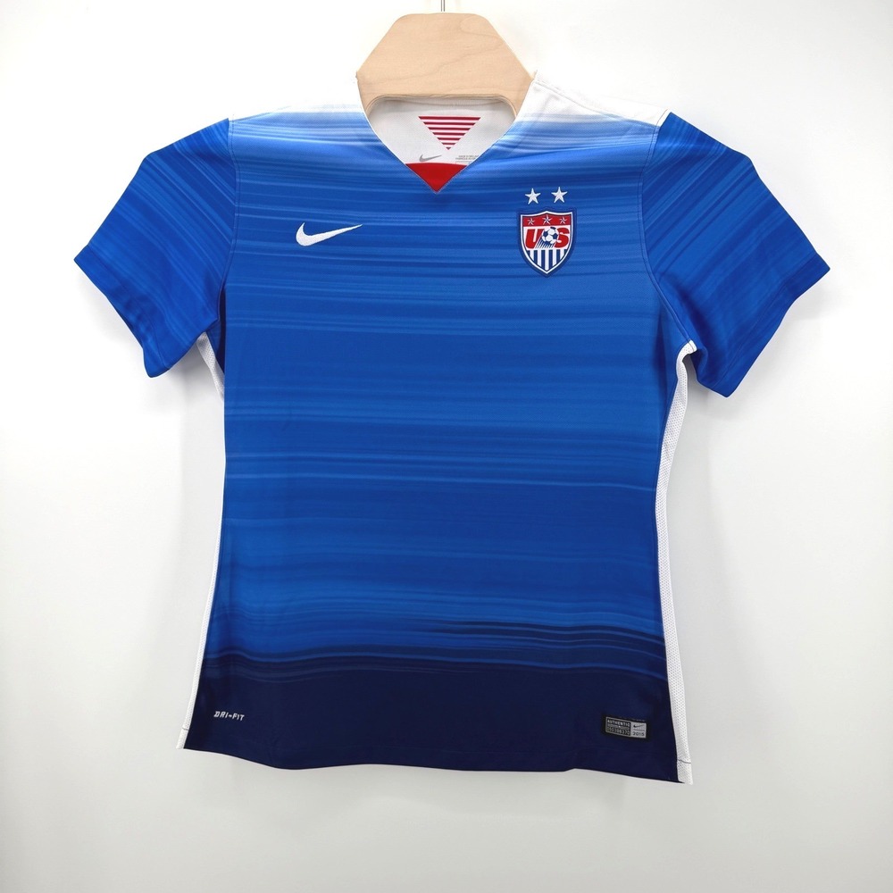 Nike USWNT Soccer Jersey Women Large Blue 2015 Away Gradient Dri-FIT America